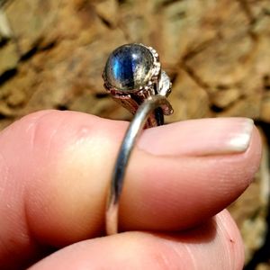 New Unique Labradorite Adjustable Silver Ring.